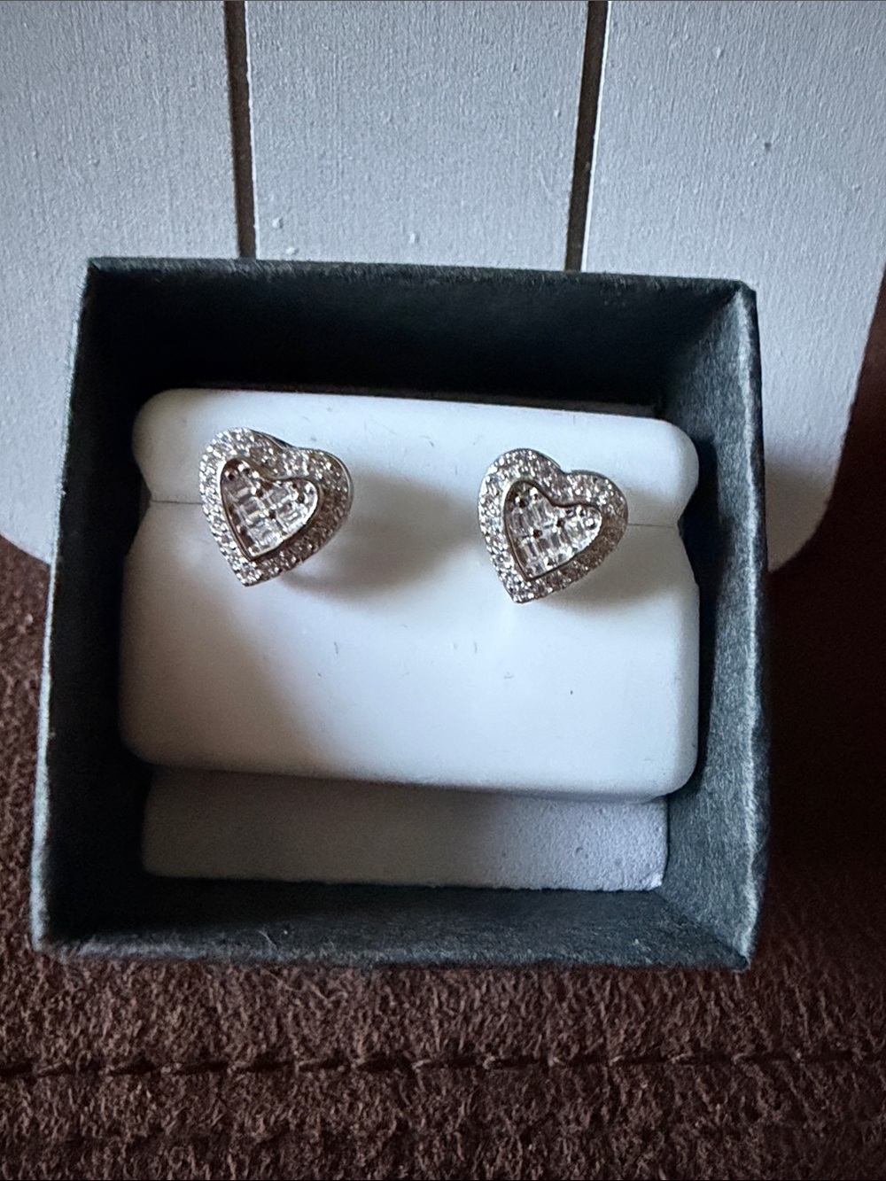 Moissanite Heart-Shaped Silver Tone Crystal Stud Earrings - $200 retail